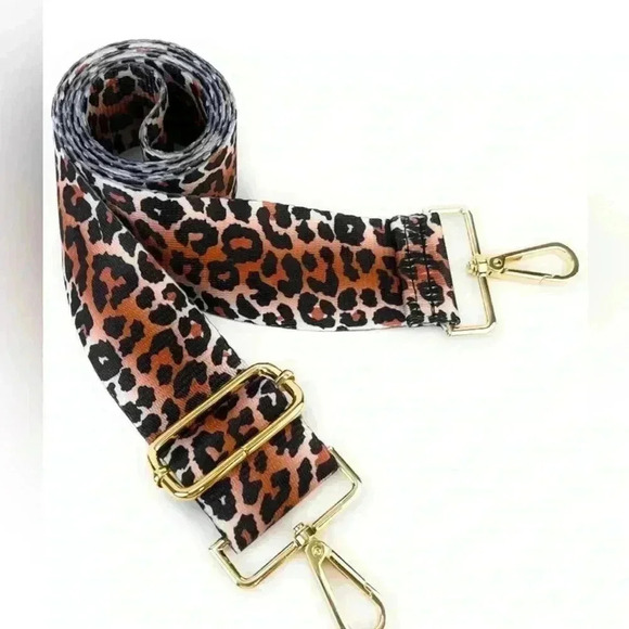 NEW Wide Cheetah Print Crossbody Strap Camera Handbag Replacement Purse Gold - Picture 2 of 6